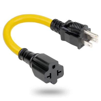 15 Amp to 20 Amp Adapter Cable for AC Plug (5-15P to 5-20R)