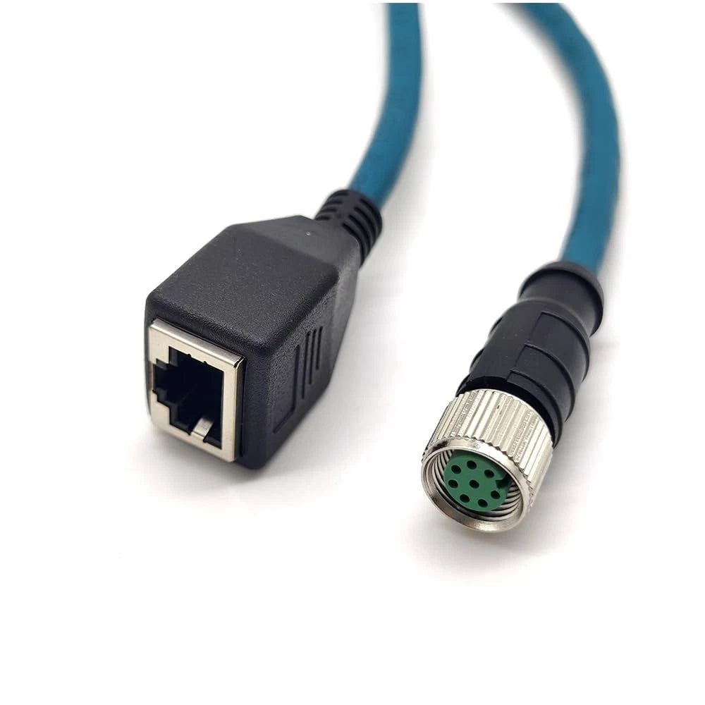 1m M12 8 Pin ACode Female to RJ45 Female Cat 6 Ethernet Cable Hub