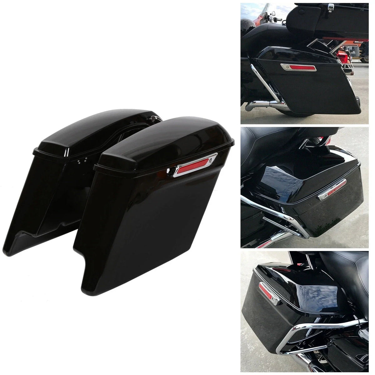 5" Stretched Extended Hard Saddlebag for Harley Davidson Touring Road King (2014–2024)