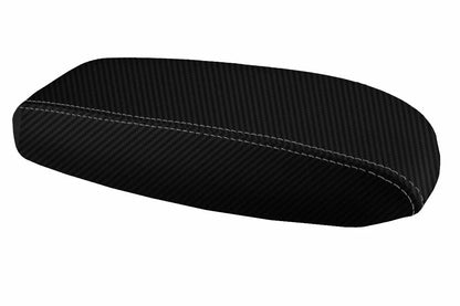Console Lid Armrest Cover for Ford Mustang (1994–2004) Carbon Fiber Gray Stitch