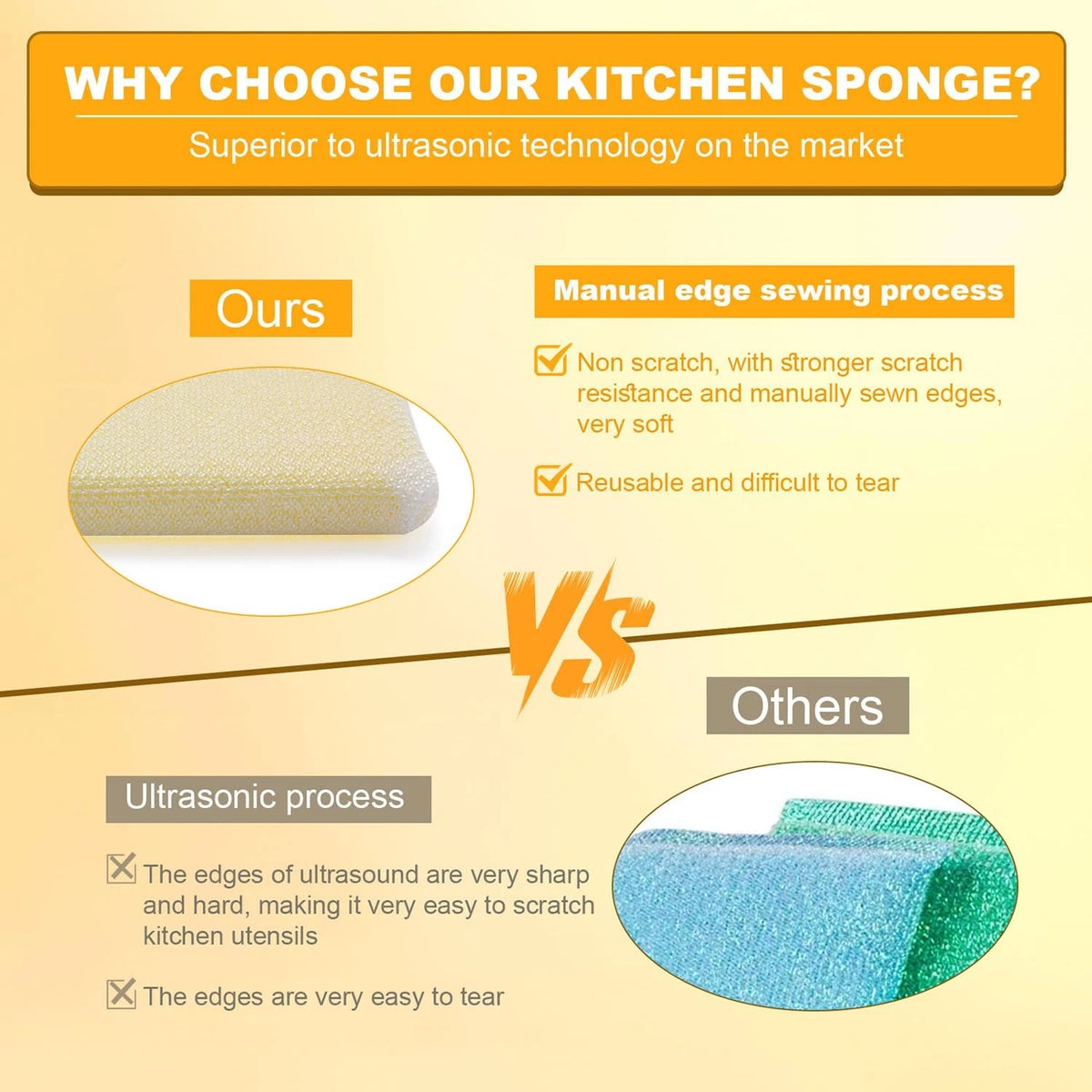 8 Pack Large Multi-Purpose Dish Sponges for Kitchen Cleaning