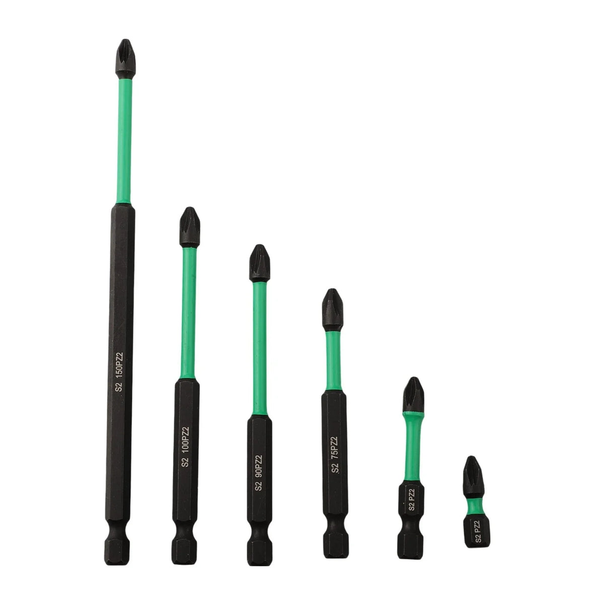 Magnetic PZ2 Screwdriver Bits Set for Automotive Repair (25mm to 150mm)