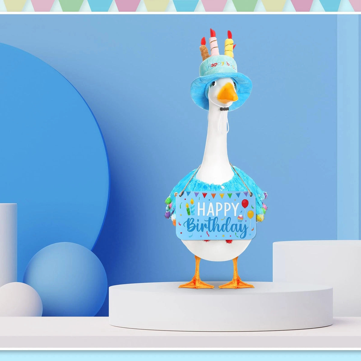 Happy Birthday Porch Goose Outfit for Lawn Goose (23")