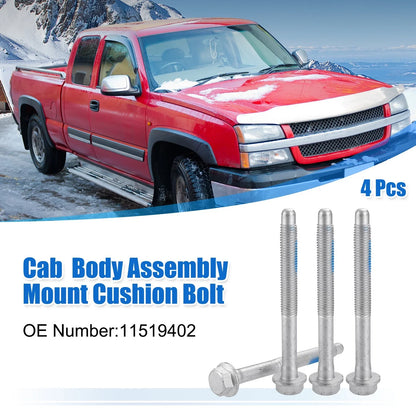 Set of 4 M12x1.75 Car Mount Cushion Bolts No.11519402 for Chevrolet Silverado 1500 (2014–2023)