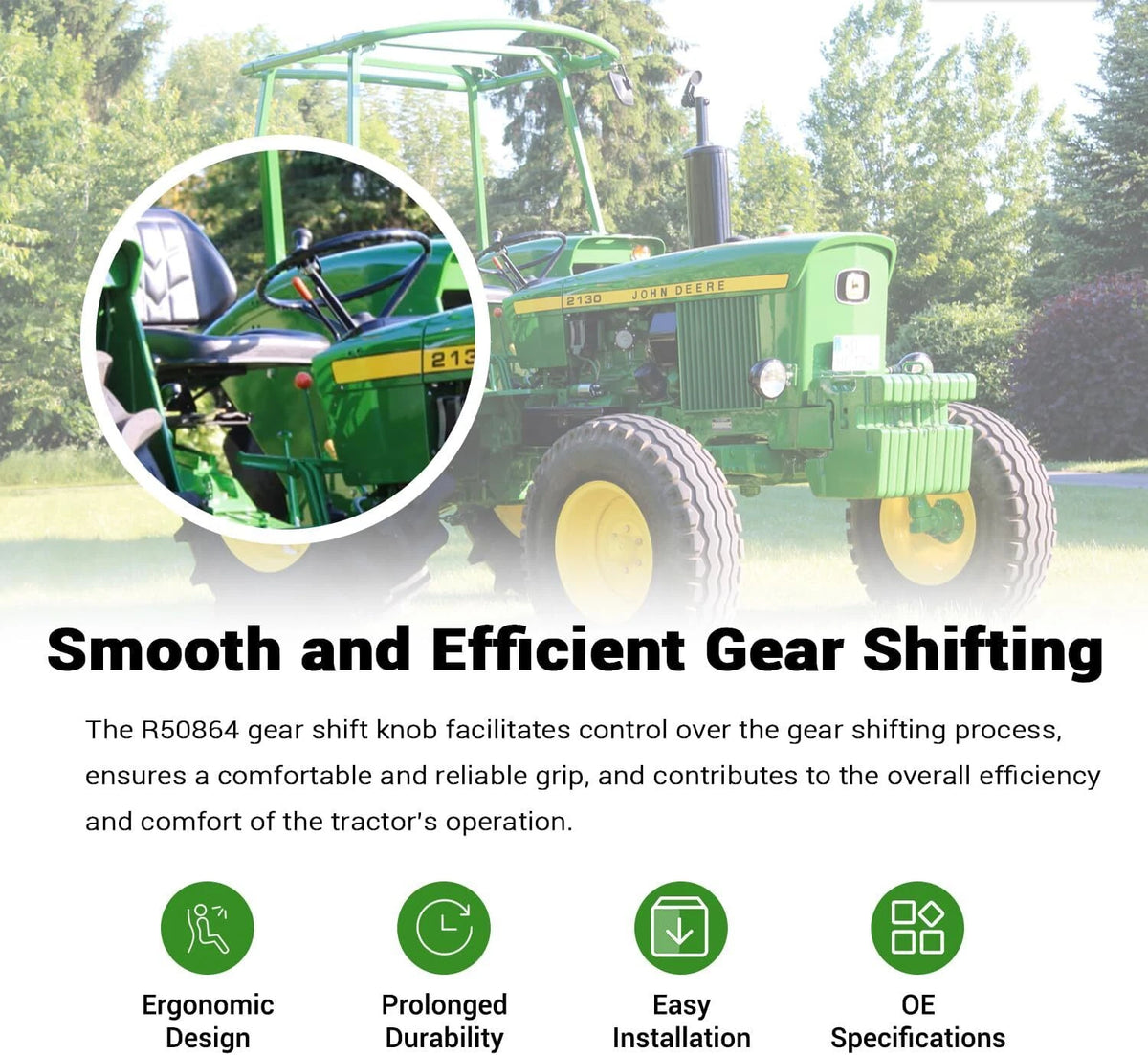 Gear Shift Lever Knob for John Deere Tractors (R50864, R153875, R161382)