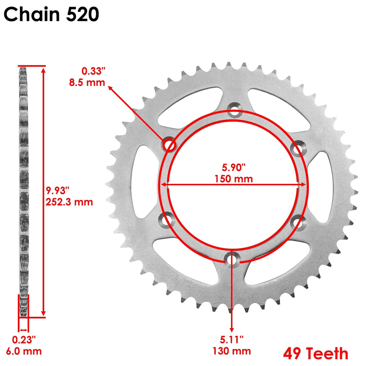 Drive Chain & Sprockets Kit for Yamaha YZ250F (2005–2009, 2011) EG1989CH107XO