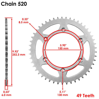 Drive Chain & Sprockets Kit for Yamaha YZ250F (2005–2009, 2011) EG1989CH107XO