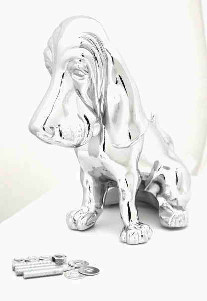 Hood Ornament for Basset Hound Chrome 4 Stud Mount (H)-HTS#5040