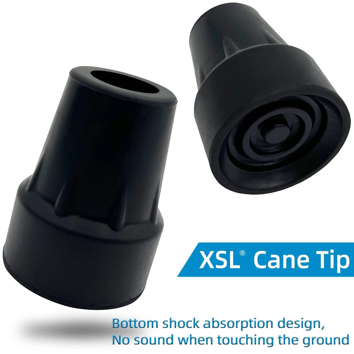 2X Replacement Cane Tips for (7/8 Inch, Black)
