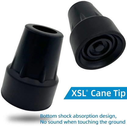 2X Replacement Cane Tips for (7/8 Inch, Black)