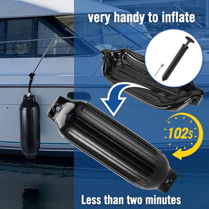 Set of 4 Boat Fenders 8.5 Inch Black Bumpers