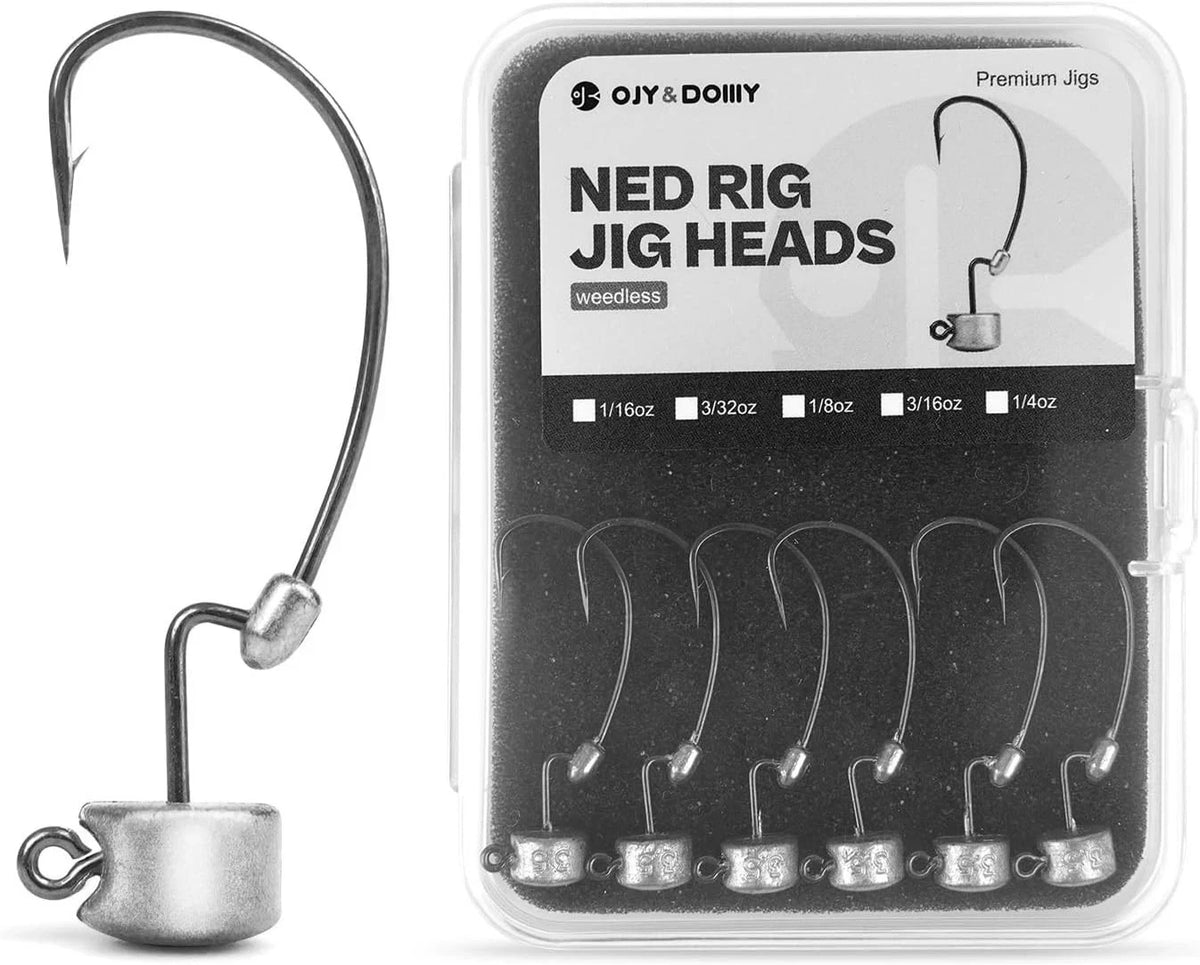 20 Pack Weedless Ned Rig Jig Heads for Fishing (Mushroom Head)