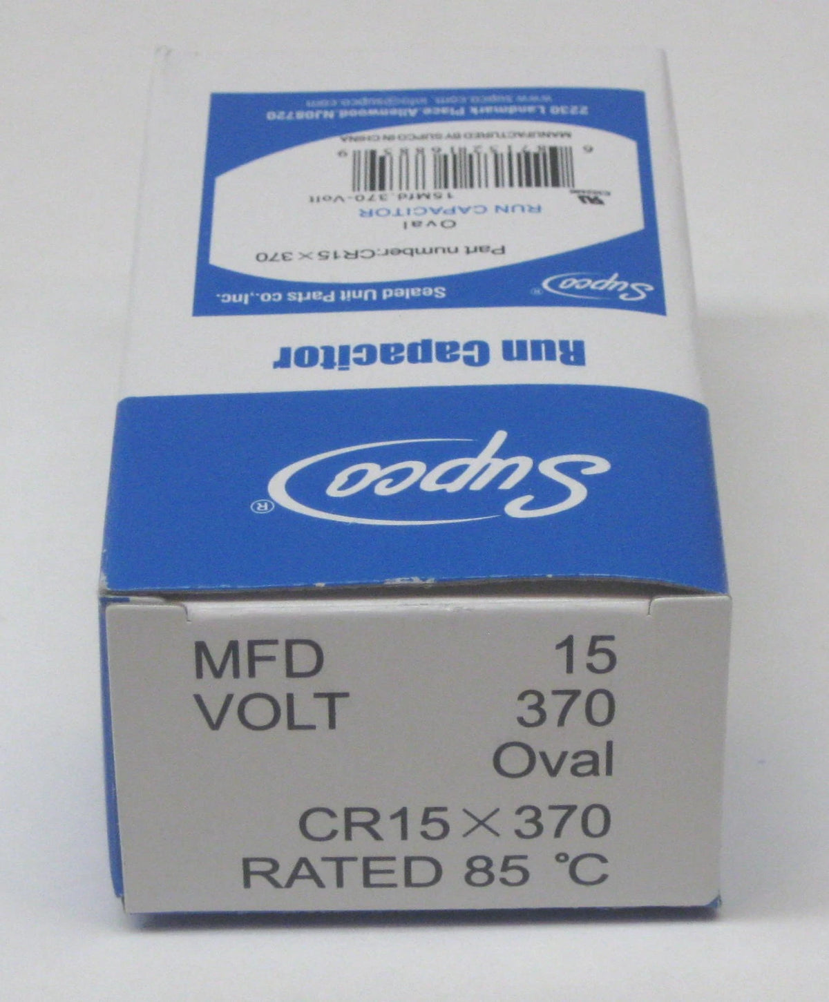15 MFD 370V Capacitor for Air Conditioning HVAC Oval Fan Motor