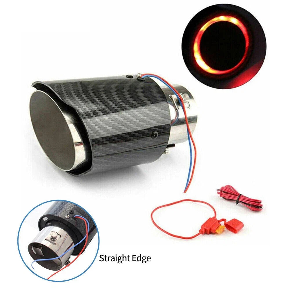 LED Muffler Tip Tail Pipe for Universal Cars - Carbon Fiber Curved