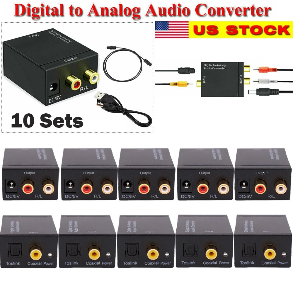 Digital Optical Coaxial to Analog RCA L/R Audio Converter Adapter