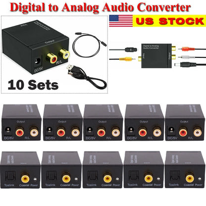Digital Optical Coaxial to Analog RCA L/R Audio Converter Adapter