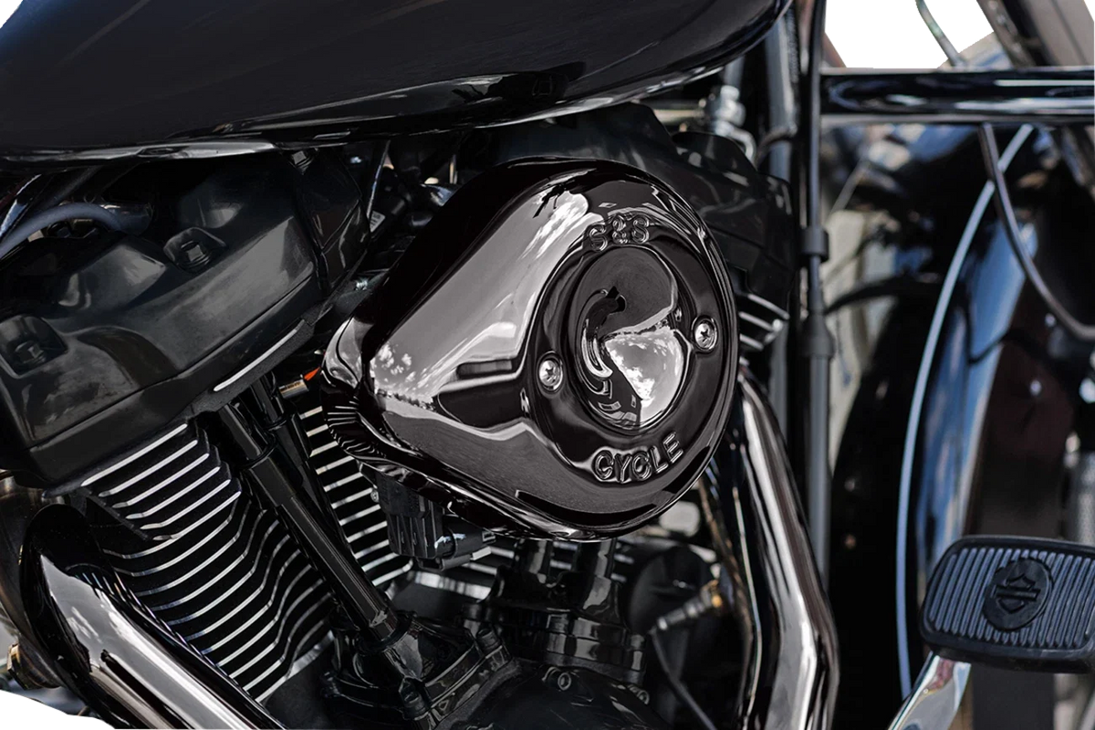 S&S Cycle Stealth Teardrop Air Cleaner Cover for Harley M8 (2017–2023) - Lava Chrome 170-0779