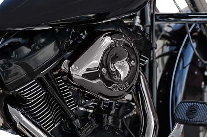 S&S Cycle Stealth Teardrop Air Cleaner Cover for Harley M8 (2017–2023) - Lava Chrome 170-0779