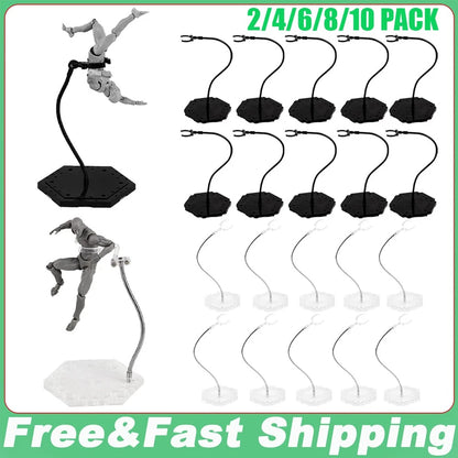2X Black Action Figure Stand Display Holder Metal Support Arm