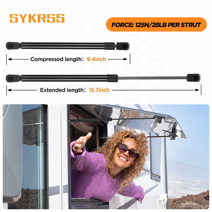 2X Lift Supports for Truck Camper Top Rear Window (16")