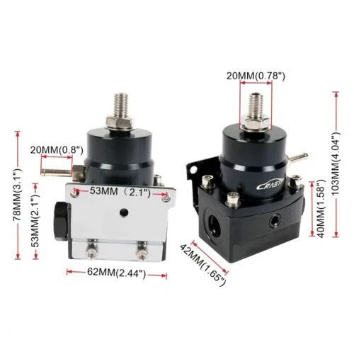 Adjustable AN6 EFI Fuel Pressure Regulator Kit w/ Oil Gauge 0-160 PSI