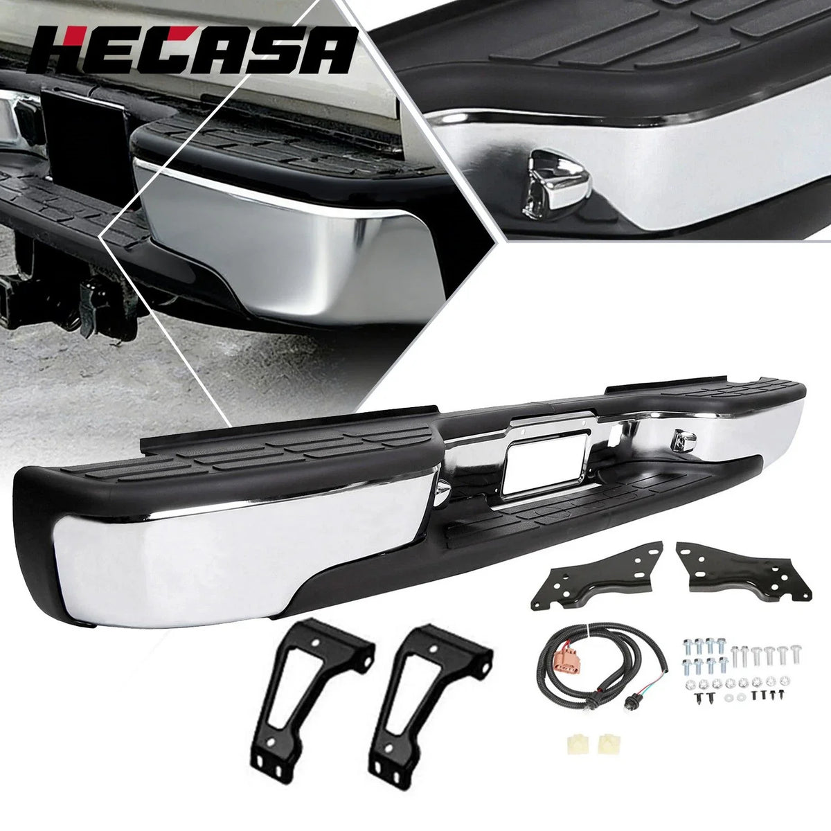 Chrome Rear Bumper for Chevy Silverado GMC Sierra 1500 2500 (1999–2007)