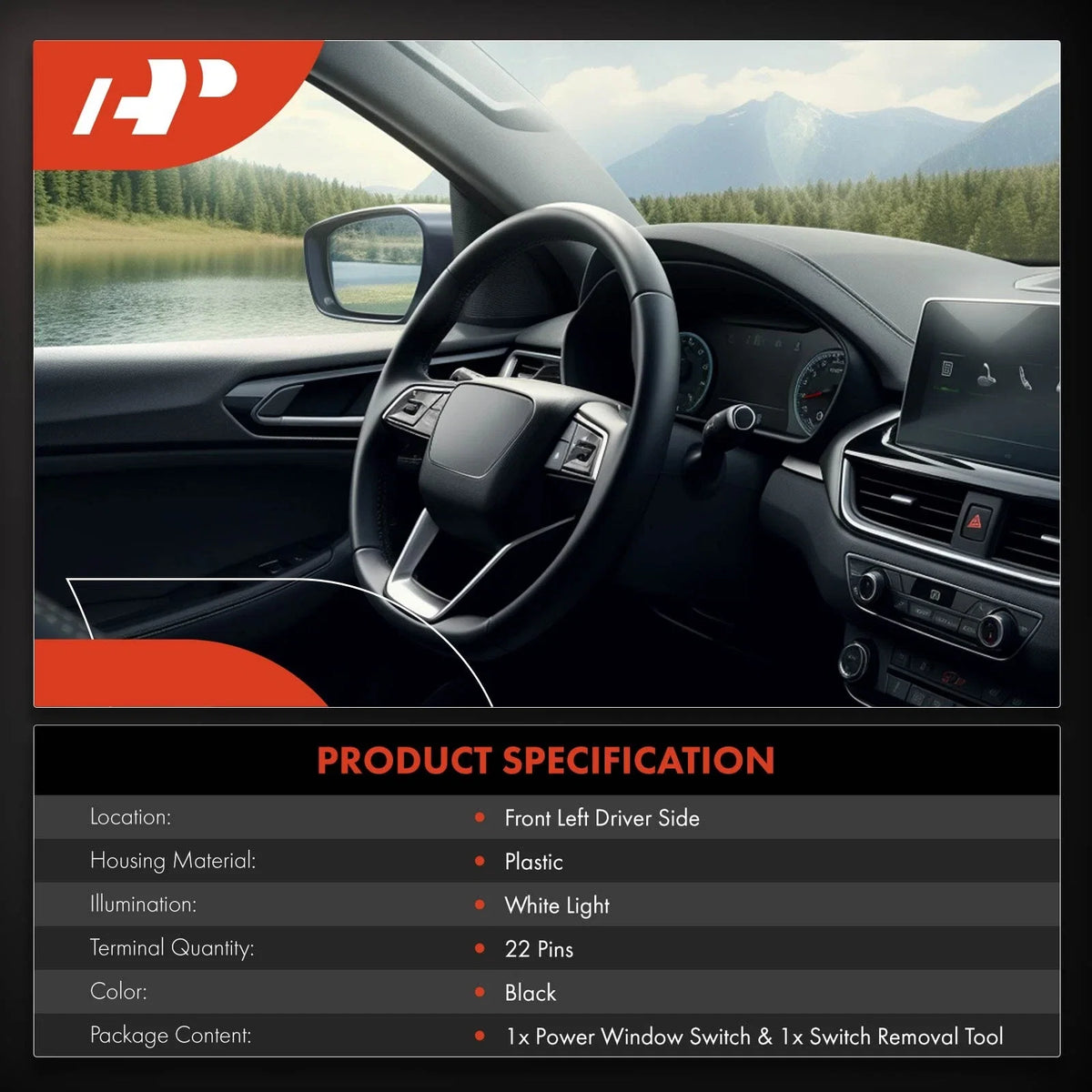 Front Left Power Window Switch for Honda Civic (2008–2011)