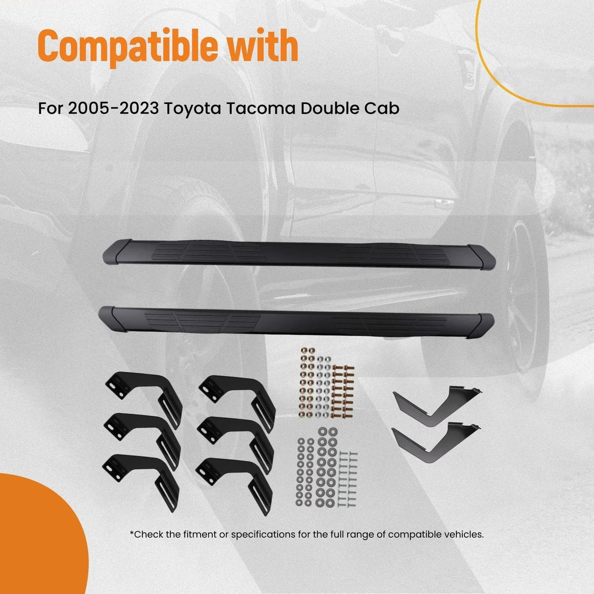 Set of 2 Nerf Bars Side Steps for Toyota Tacoma Double Cab (2005–2023)