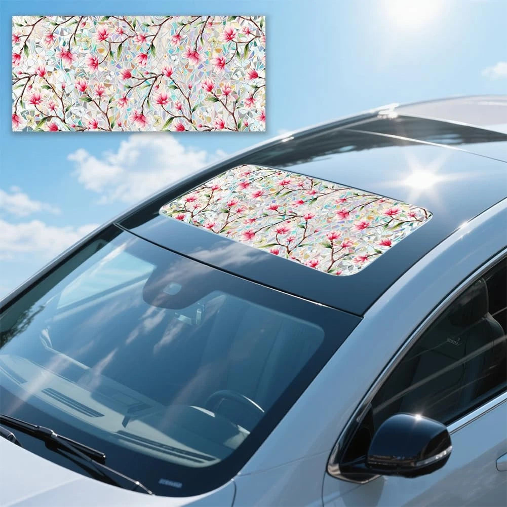 Pink Magnolia Flower Sunroof Film for Car Window Static Cling