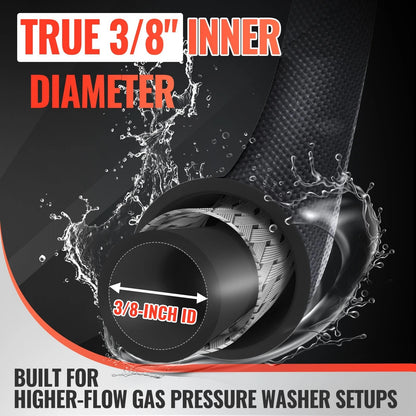 3/8" Pressure Washer Hose for YAMATIC (50FT, 4000 PSI, Swivel, Quick Connect)