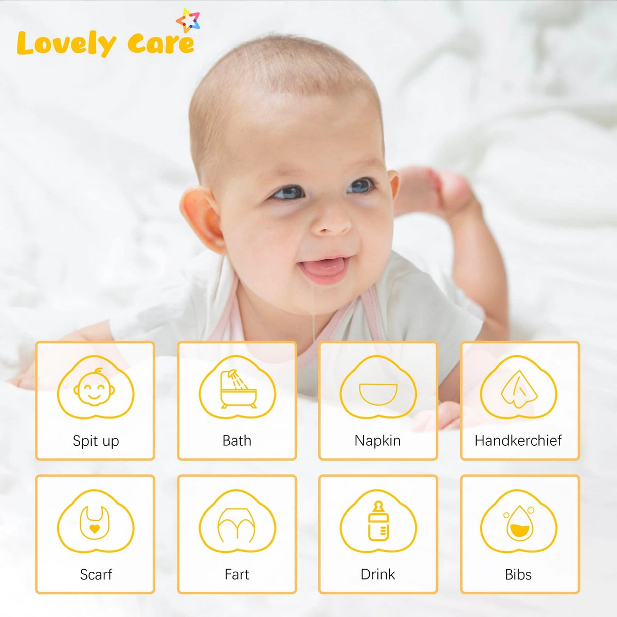 12 Pack Muslin Burp Cloths 10x20 Inch for Baby (White)
