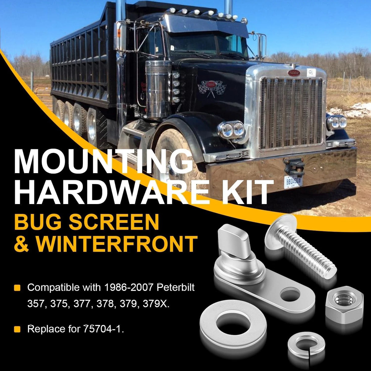 Bug Screen & Winterfront Mounting Hardware Kit for Peterbilt (1986–2007)
