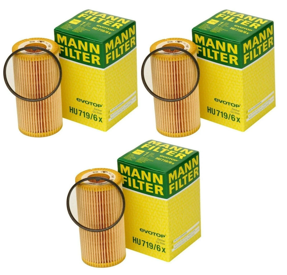 Set of 3 Engine Oil Filters for VW Beetle Bora Eos Golf Jetta Audi A3 (2000–2023)
