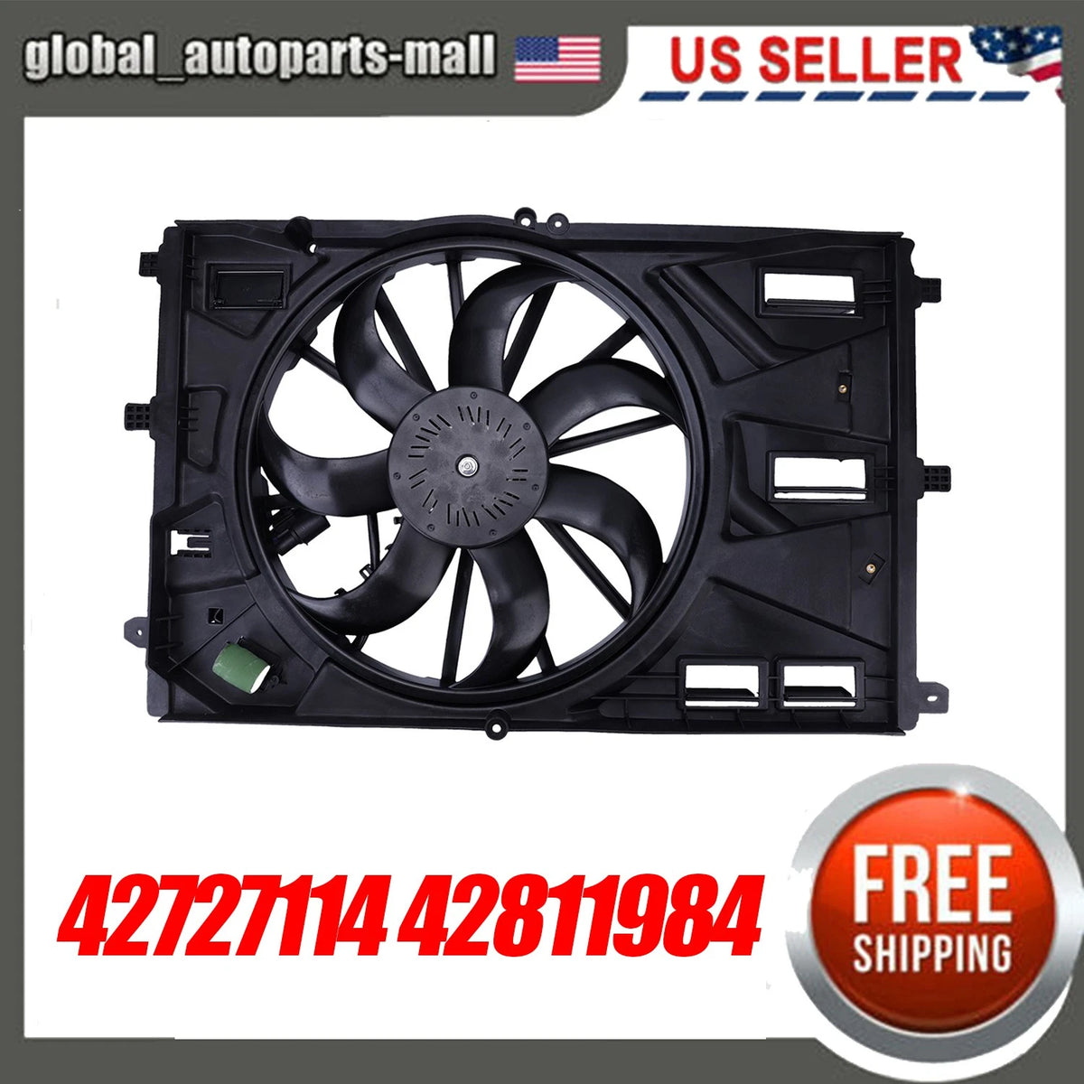 Engine Radiator Cooling Fan w/ Shroud Assembly for Chevrolet Trax (2015–2023) 42727114, 42811984