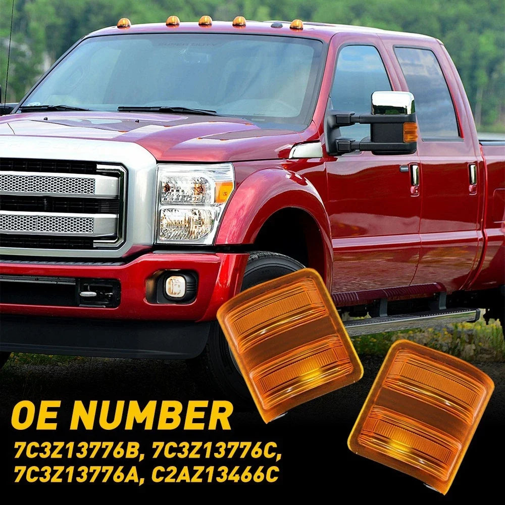 2X Side Tow Mirror Turn Signal Light Lens Amber for Ford F250 F350 F450