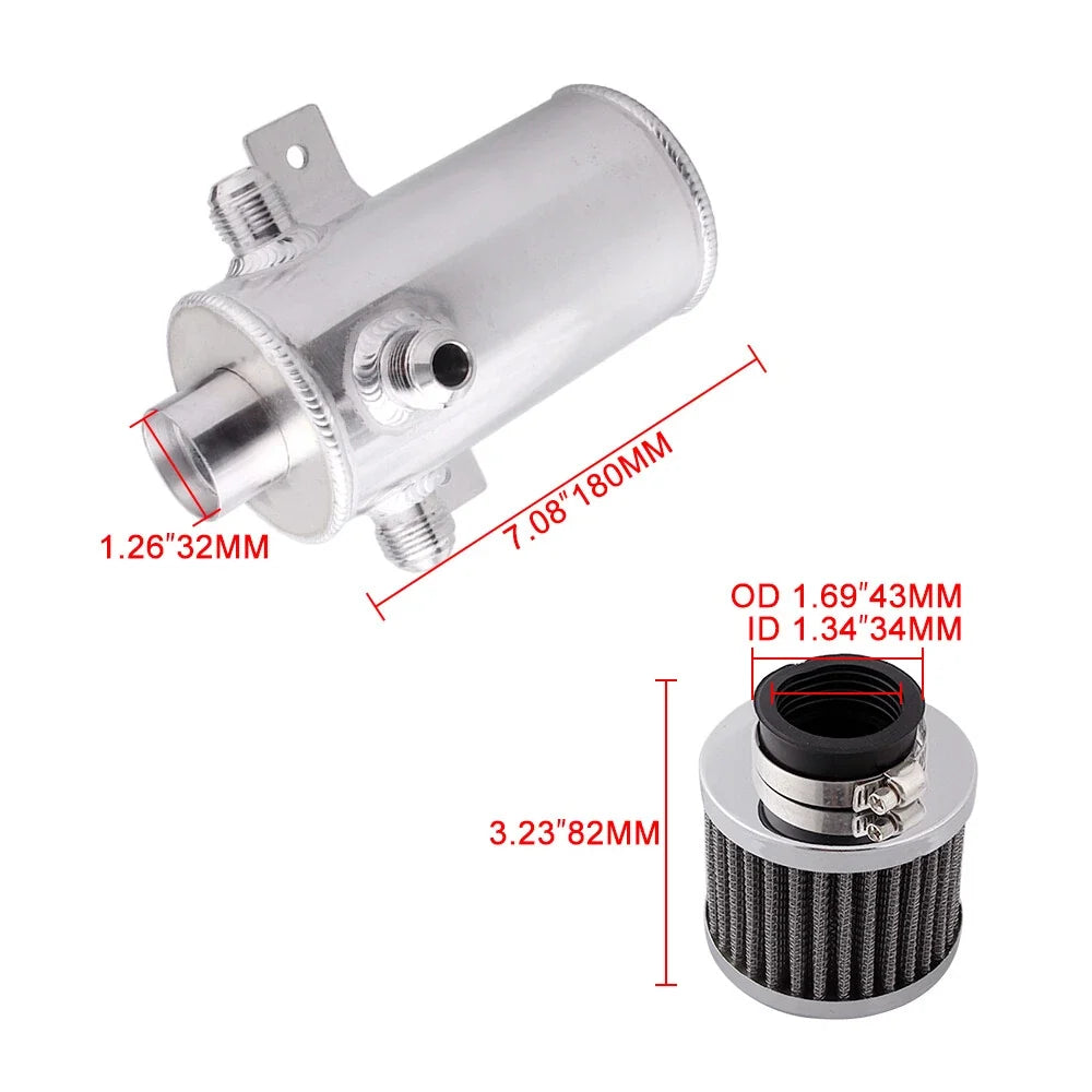 Oil Catch Tank Can for Universal Vehicles (750ml, 3-AN10 Port)