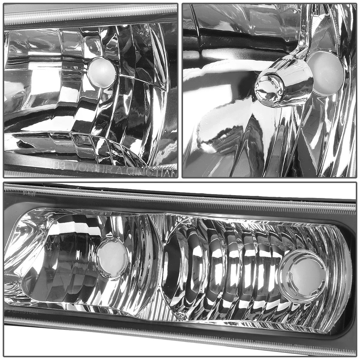 Black Housing Clear Corner Headlight Bumper Lamps for Chevy Silverado (2003–2006)