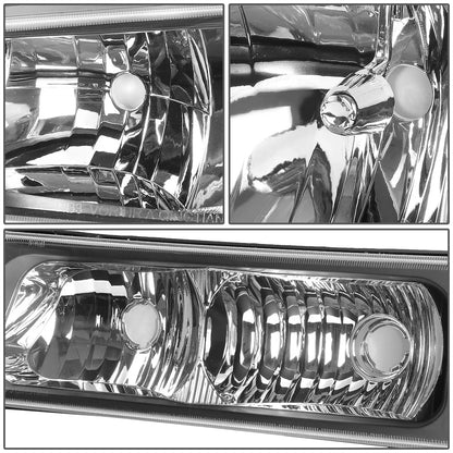 Black Housing Clear Corner Headlight Bumper Lamps for Chevy Silverado (2003–2006)