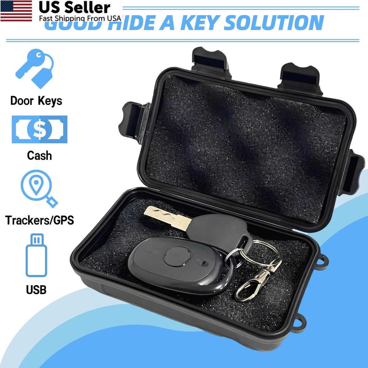 Magnetic Key Holder for Car, Hide a Outside (1 PCS) - Black
