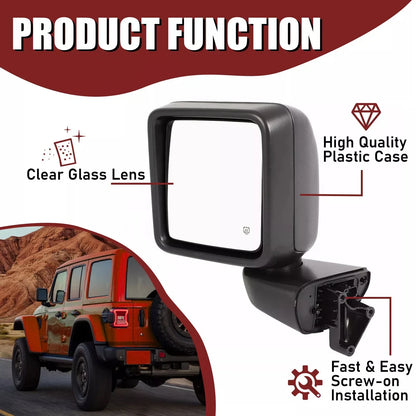 Pair Power Heated Mirrors for Jeep Gladiator Wrangler JL (2018–2023)