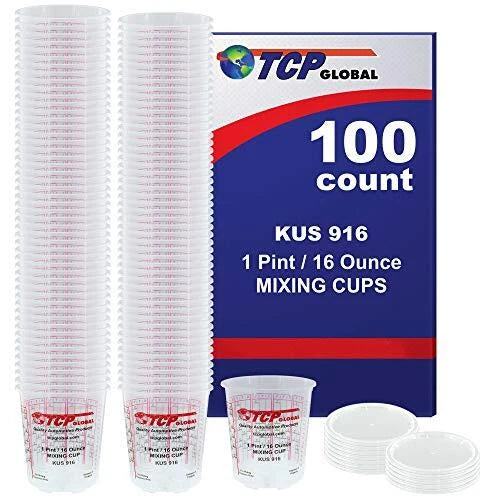 Full Case of 100 Pint (16oz) Paint Mixing Cups for Automotive Use