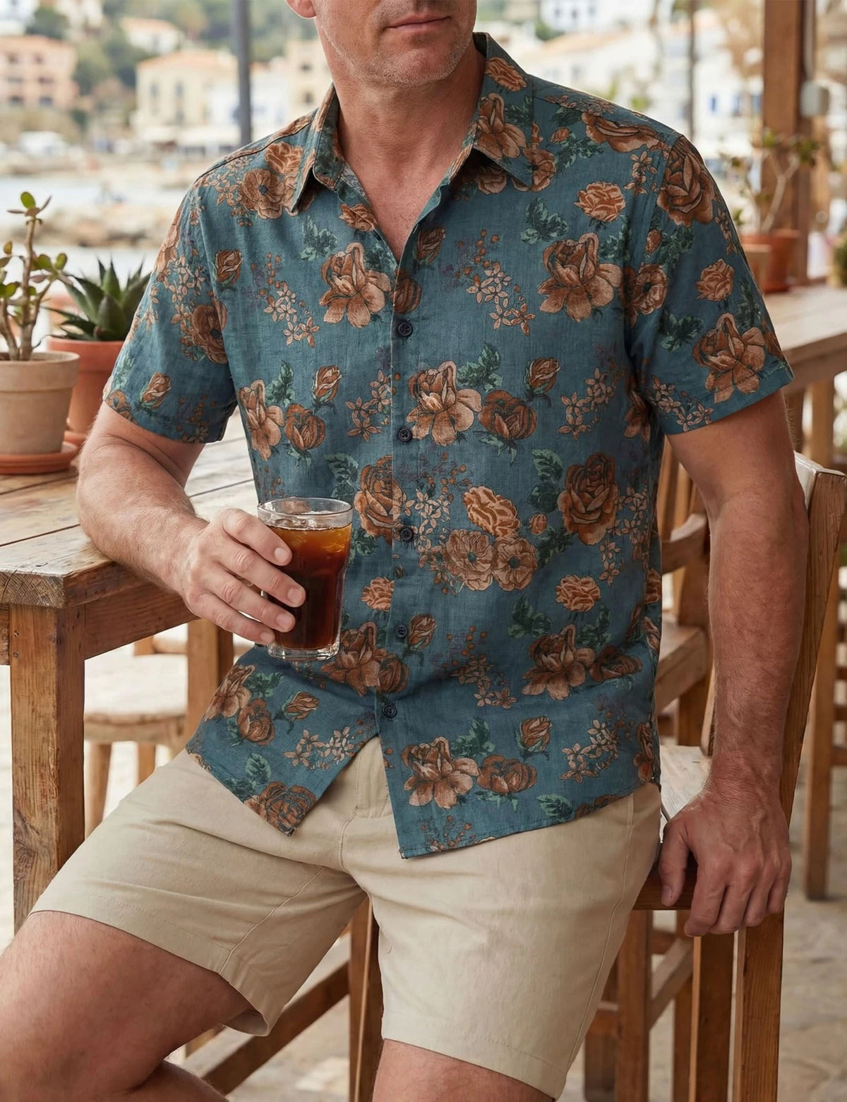 TIXMIE Hawaiian Shirt for Men (Short Sleeve, Aloha, Bluegreen)