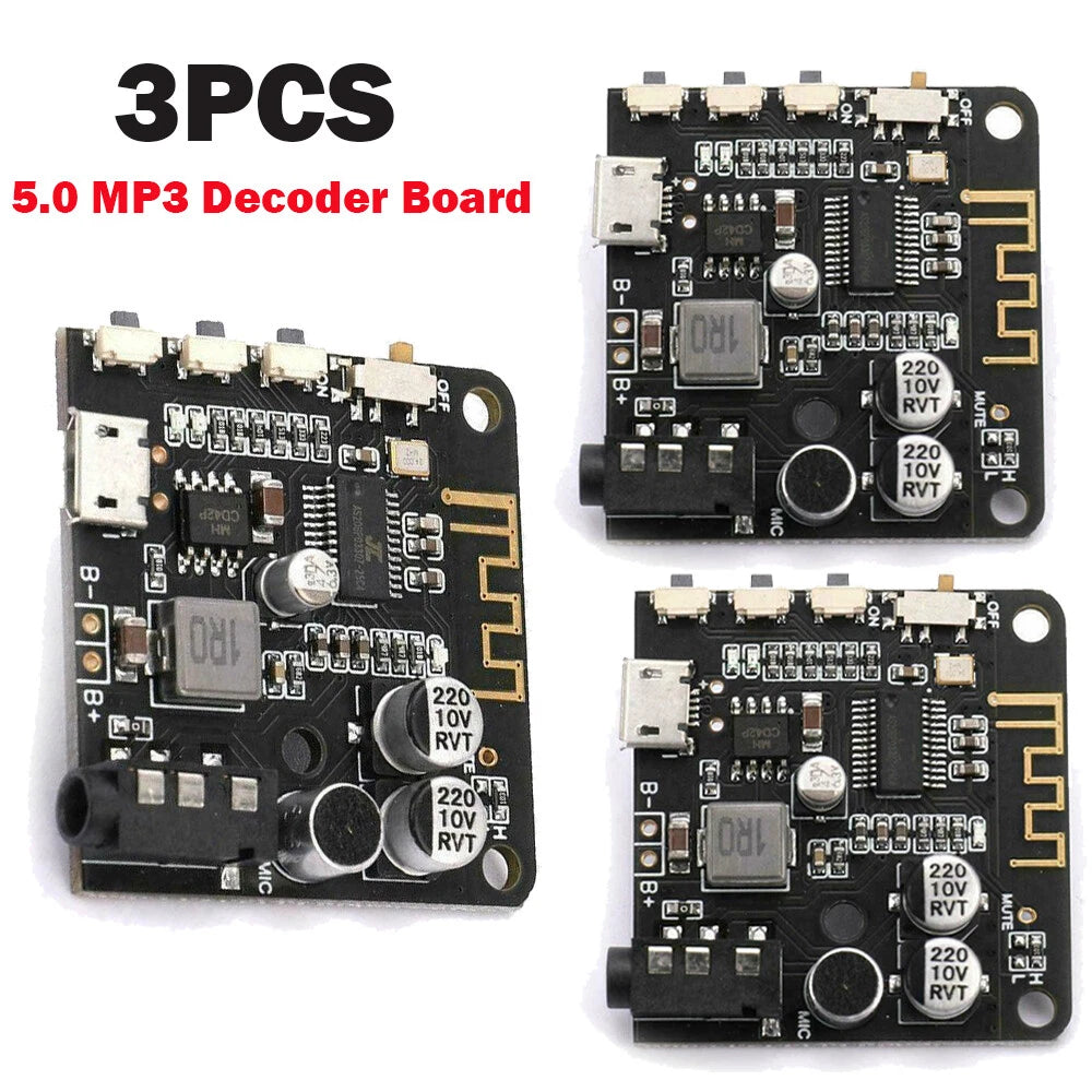 3Pcs Bluetooth 5.0 MP3 Decoder Board Audio Receiver Wireless