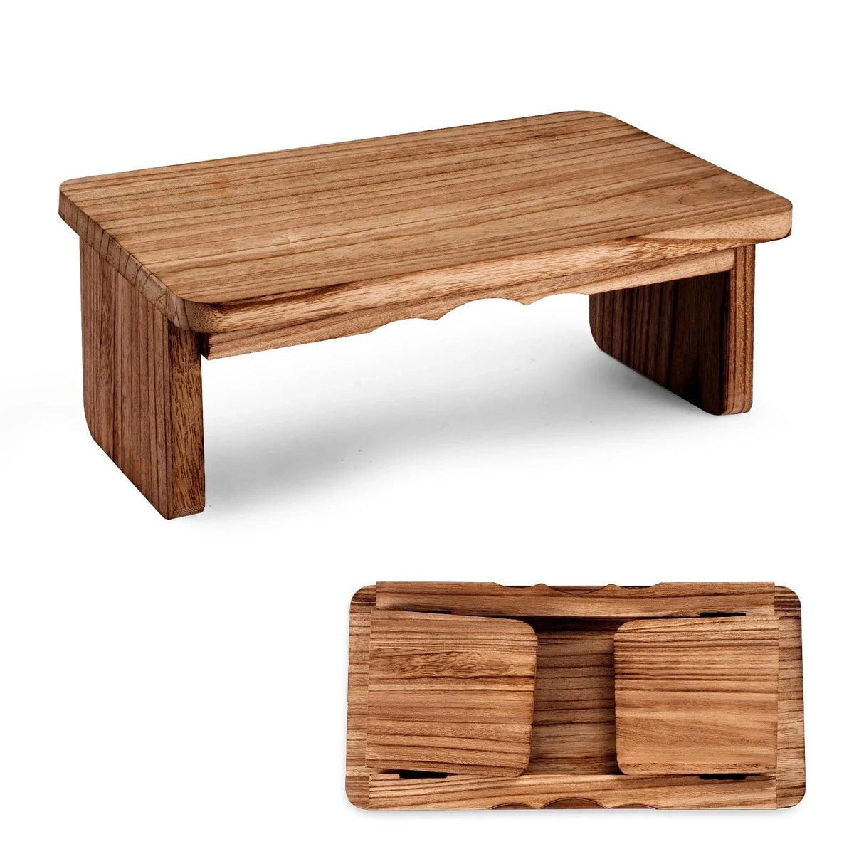 Folding Yoga Meditation Bench for Adults - Wooden Kneeling Seat