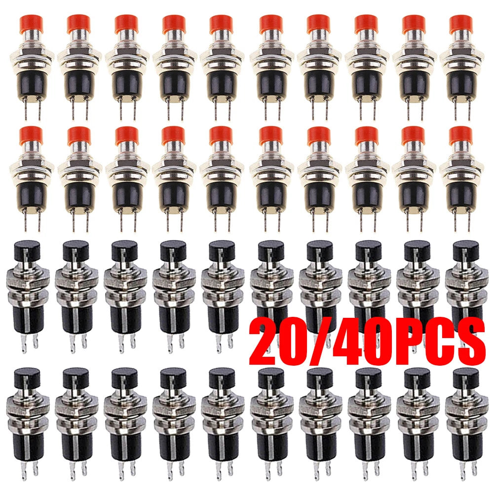 20PCS Mini Lockless Momentary Push Button Switch - Red Black