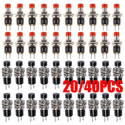 20PCS Mini Lockless Momentary Push Button Switch - Red Black
