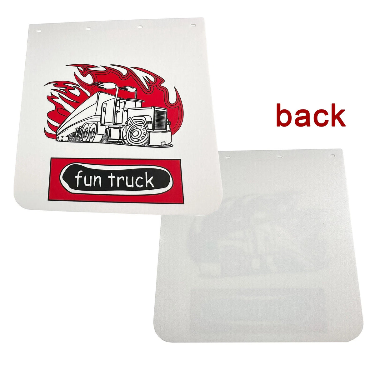 24" x 30" Mud Flaps for Semi Truck (902065) - White Straight Fun Pattern
