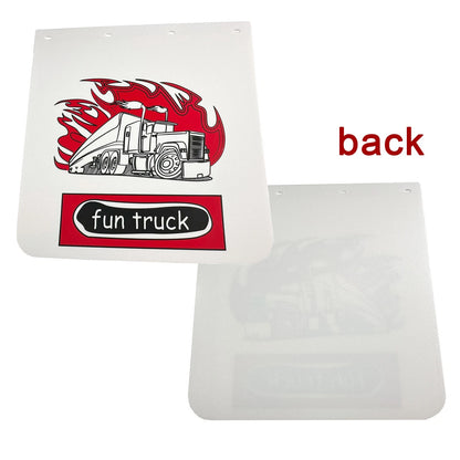 24" x 30" Mud Flaps for Semi Truck (902065) - White Straight Fun Pattern