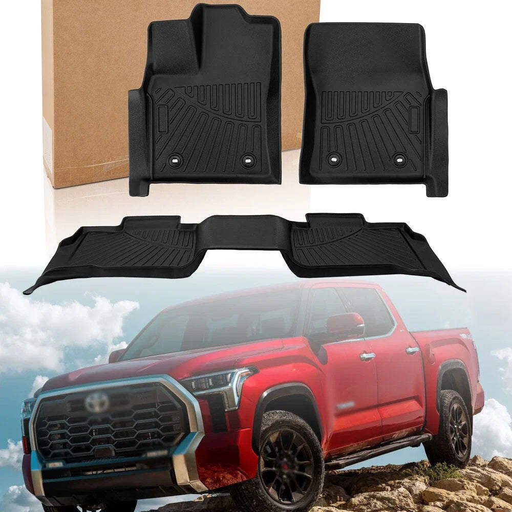 Set of 3 TPE Rubber Waterproof Floor Mats for Toyota Tundra Crew Max Cab (2022–2025)