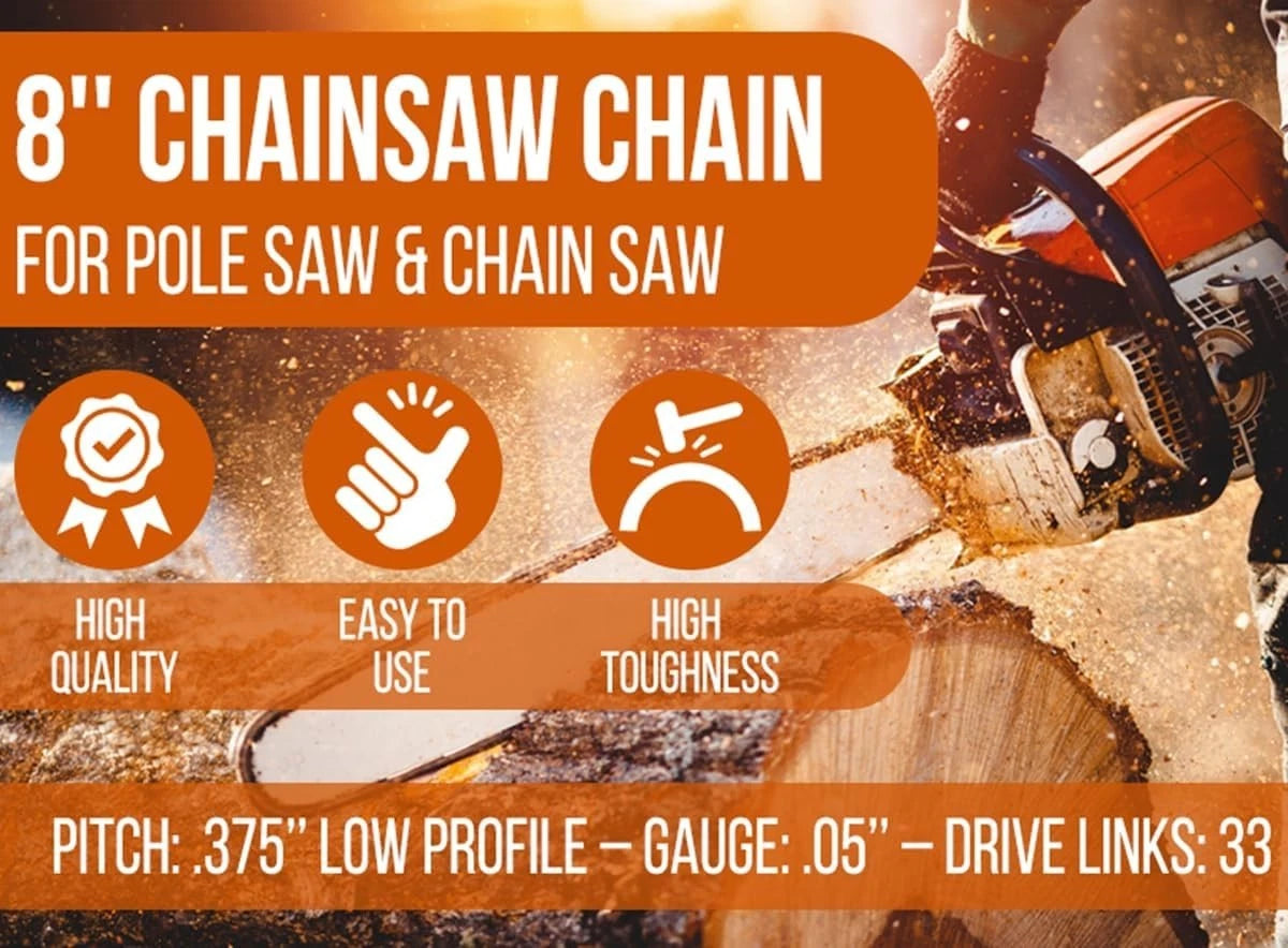 8-Inch Chainsaw Chain for Portland & Greenworks Saws (No Part Numbers)